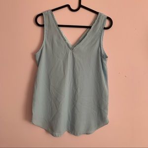 Dynamite Light Blue Chiffon V neck tank top